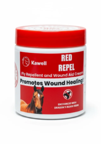 A tub of Kawell USA Red Repel centered against a white background with shadowing at the base of the product.