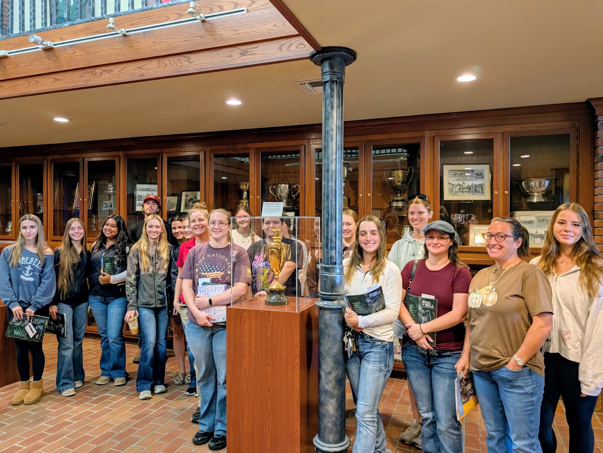 Group photo taken of the College of Central Florida’s Equine Sport and Competition students visiting the FTBOA on-site museum during a Florida Thoroughbred industry presentation. (Photo: ©Tammy Gantt)